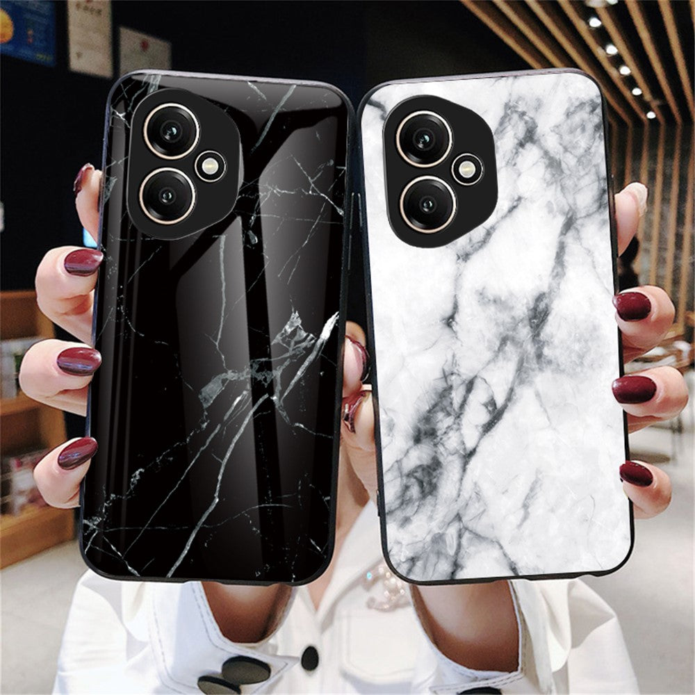 For Honor 400 5G (Global) Case Marble Pattern Tempered Glass + PC + TPU Protective Phone Cover