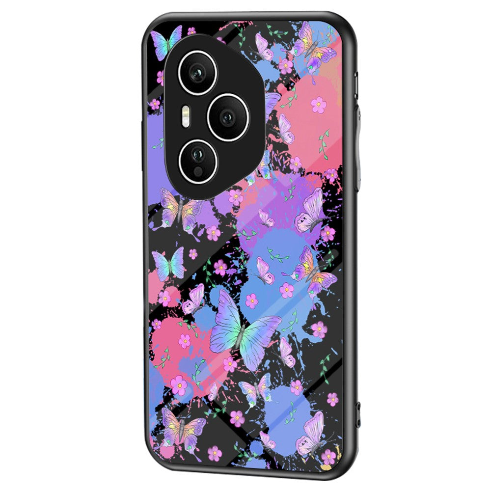 Honor 400 Pro 5G (Global) Handyhülle – Aus TPU & gehärtetem Glas, mit Schmetterlingsmuster