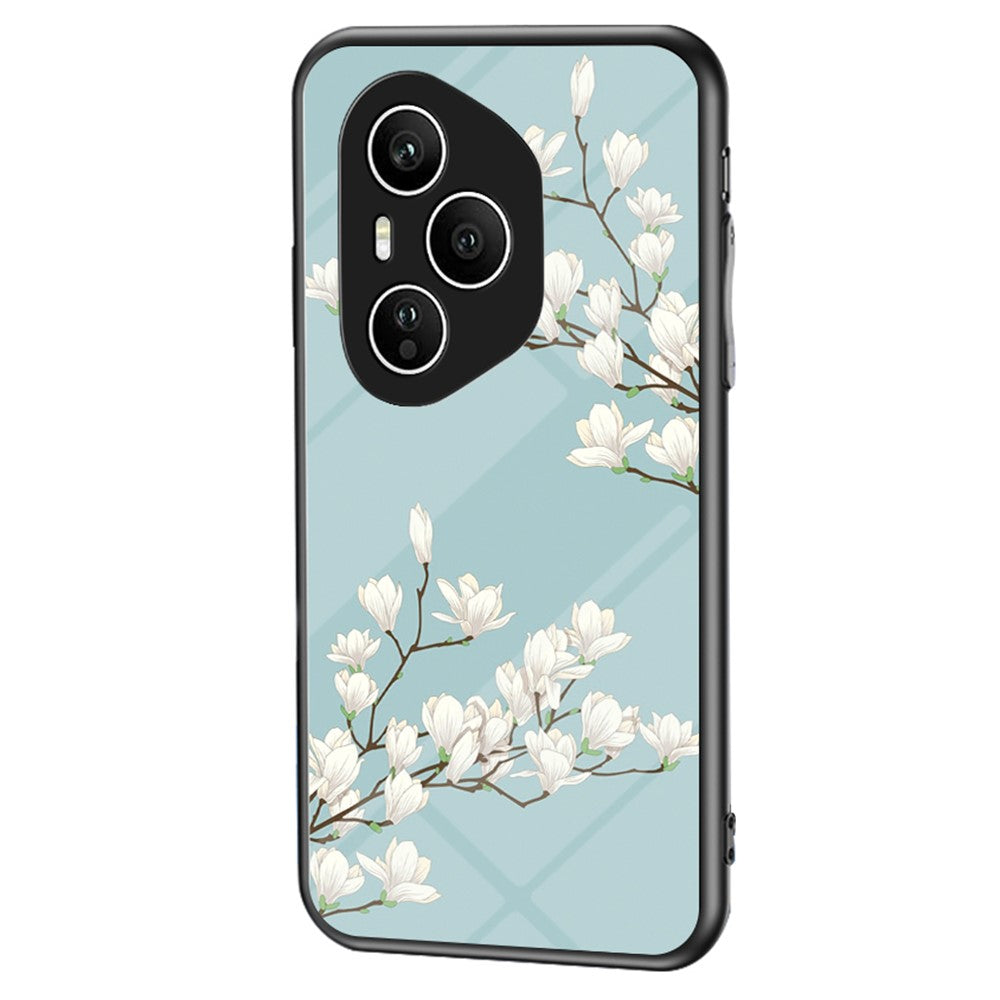 Honor 400 Pro 5G (Global) Handyhülle – Aus TPU & gehärtetem Glas, mit Blumenmuster