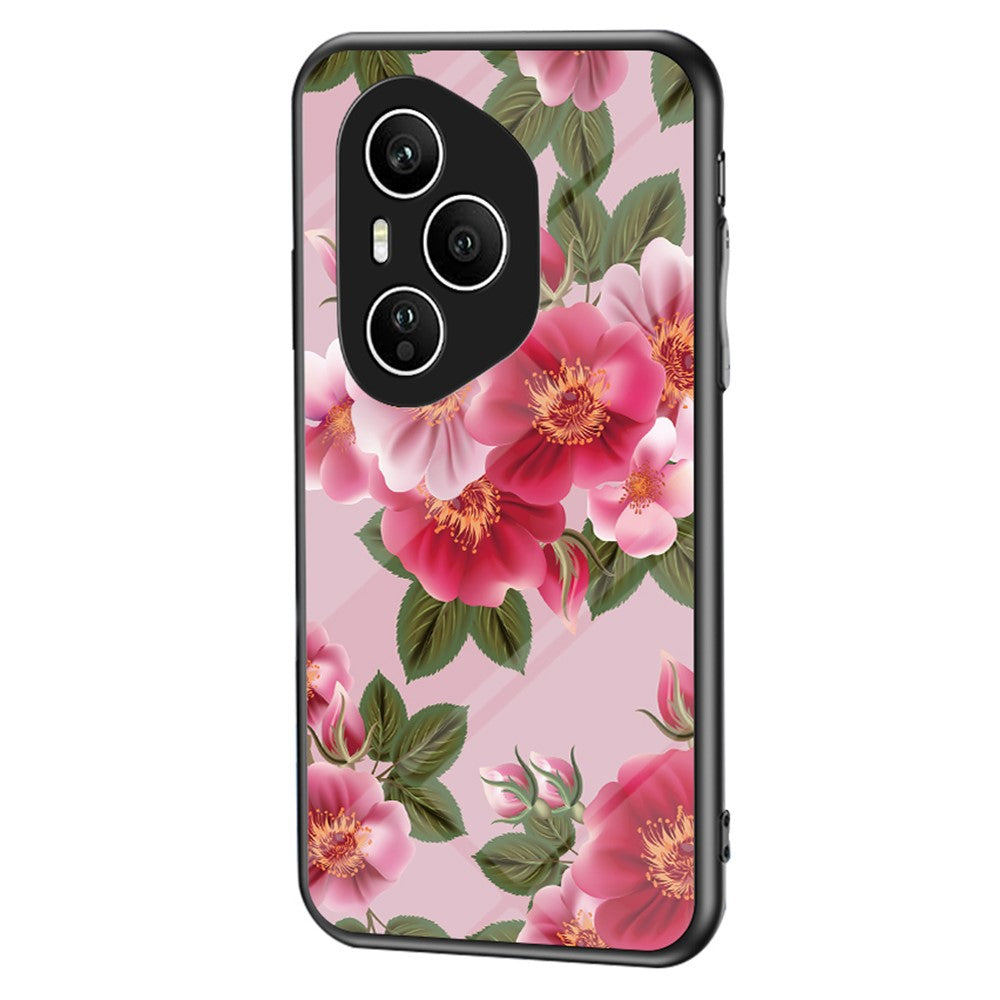Honor 400 Pro 5G (Global) Handyhülle – Aus TPU & gehärtetem Glas, mit Blumenmuster