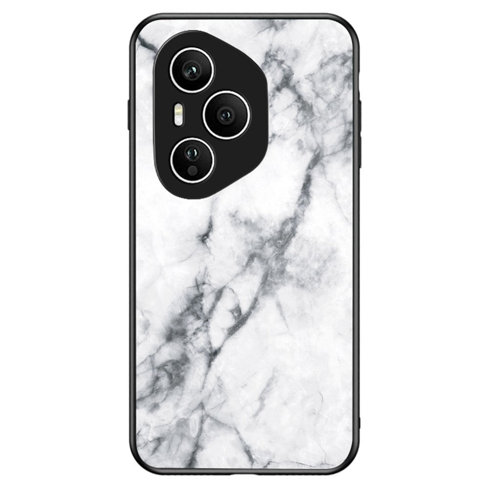 For Honor 400 Pro 5G (Global) Case Marble Pattern Tempered Glass + PC + TPU Protective Phone Cover