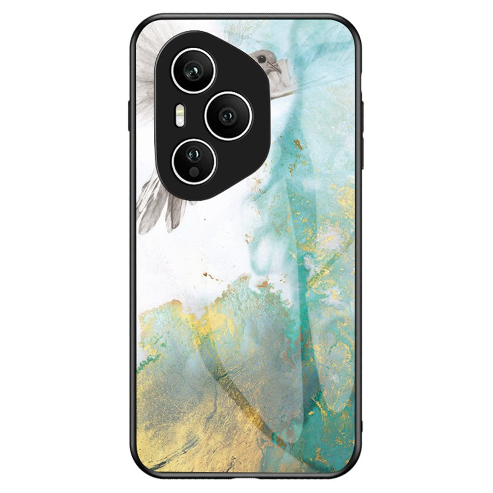 For Honor 400 Pro 5G (Global) Case Marble Pattern Tempered Glass + PC + TPU Protective Phone Cover
