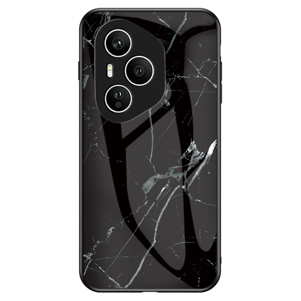 For Honor 400 Pro 5G (Global) Case Marble Pattern Tempered Glass + PC + TPU Protective Phone Cover