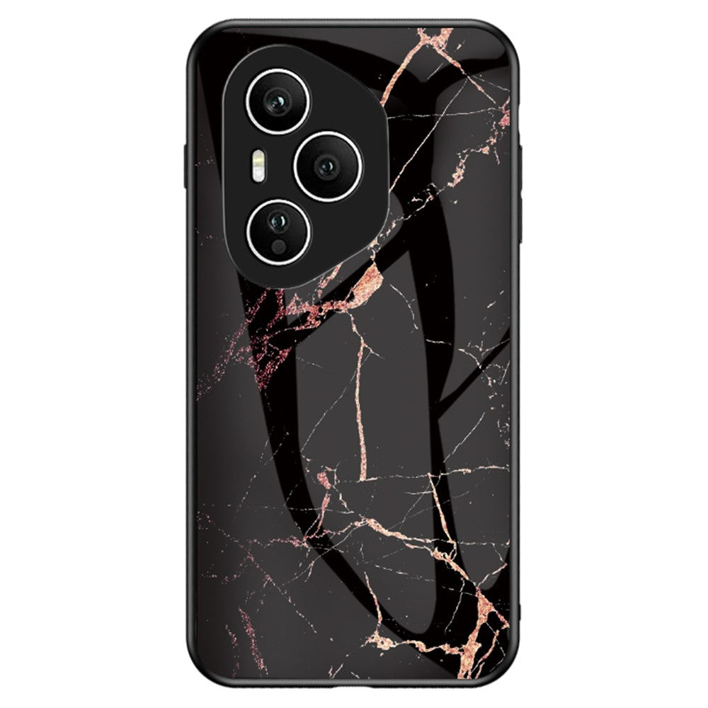 For Honor 400 Pro 5G (Global) Case Marble Pattern Tempered Glass + PC + TPU Protective Phone Cover