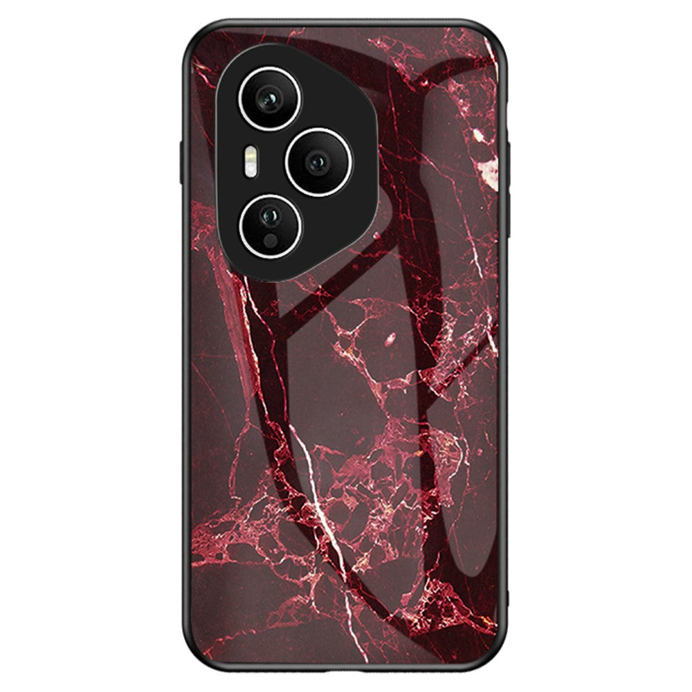 For Honor 400 Pro 5G (Global) Case Marble Pattern Tempered Glass + PC + TPU Protective Phone Cover