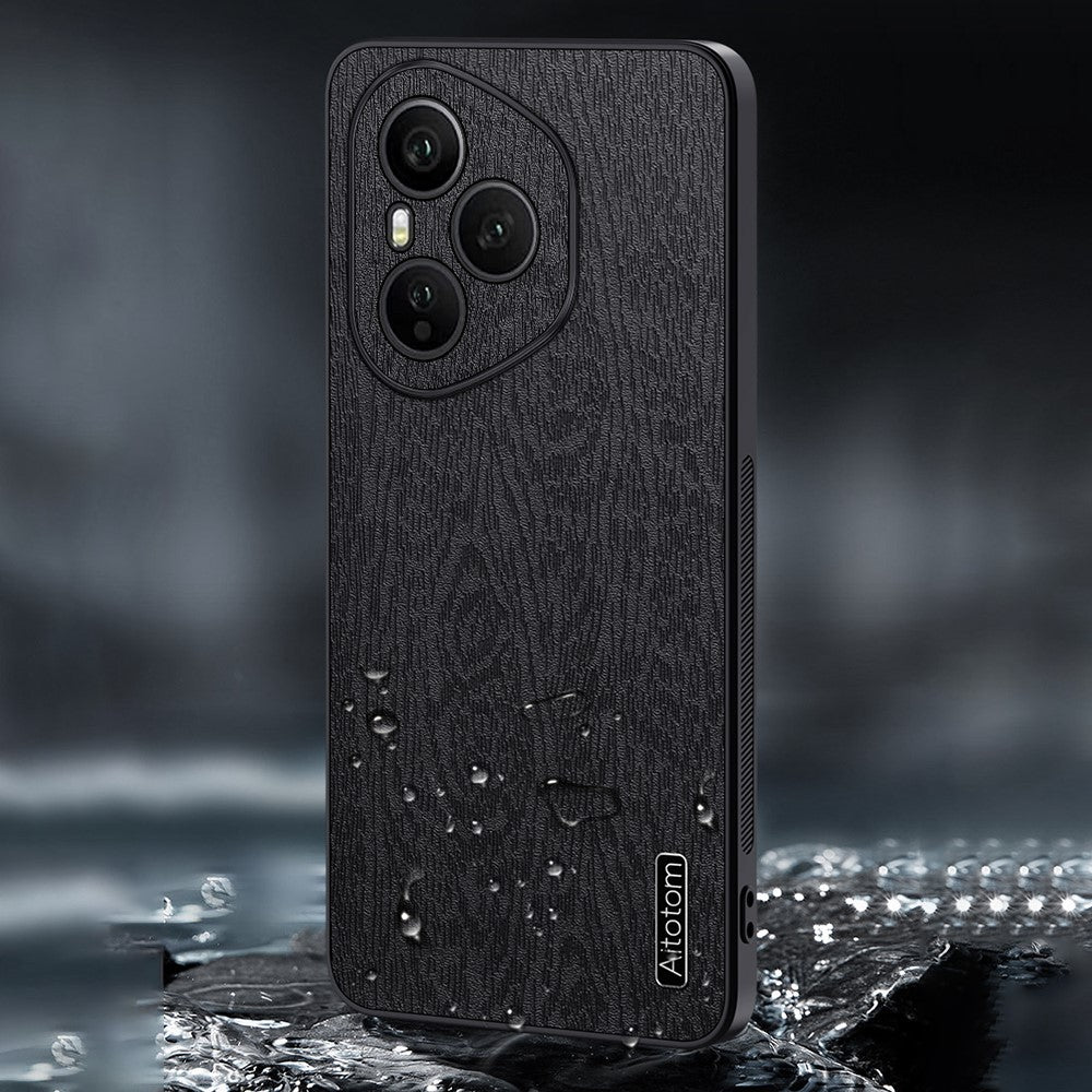 Honor 400 Pro 5G (Global) Handyhülle – Aus lederbeschichtetem PC+TPU, mit Holzmaserung
