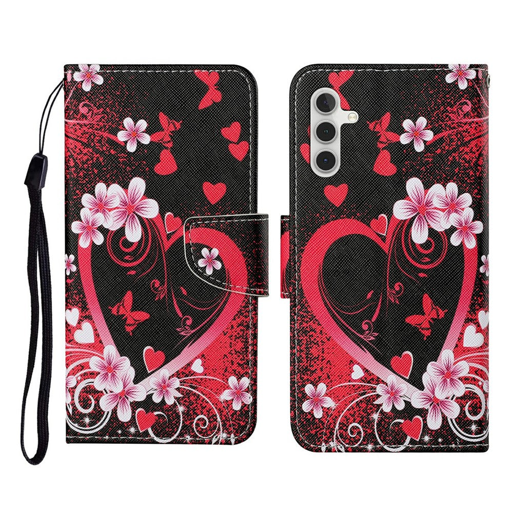 Galaxy A56 5G Wallet-Hülle – Musterdruck, mit Ständer & Riemen
