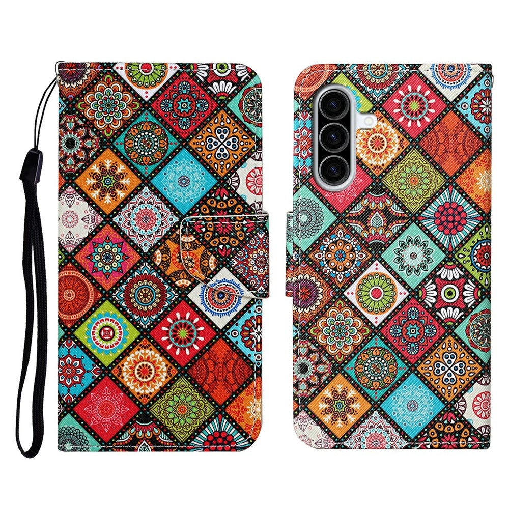 Galaxy A36 5G Wallet-Hülle – Musterdruck, mit Ständer & Riemen