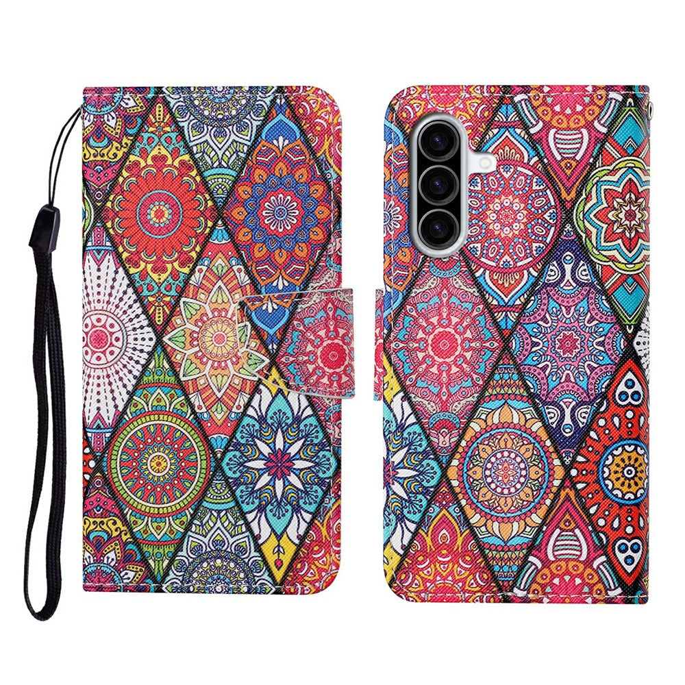 Galaxy A36 5G Wallet-Hülle – Musterdruck, mit Ständer & Riemen