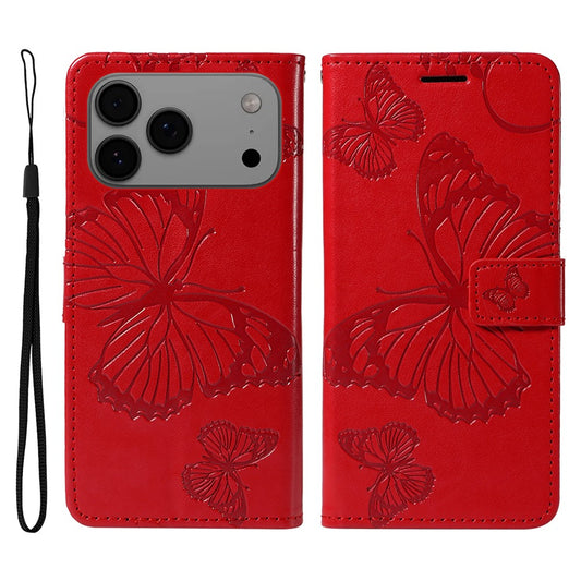 iPhone 17 Pro Max Wallet-Hülle – Schmetterling Aufgedruckt & Mit Ständer und Riemen