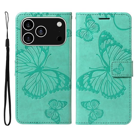 iPhone 17 Pro Wallet-Hülle – Schmetterling Aufgedruckt & Mit Ständer und Riemen