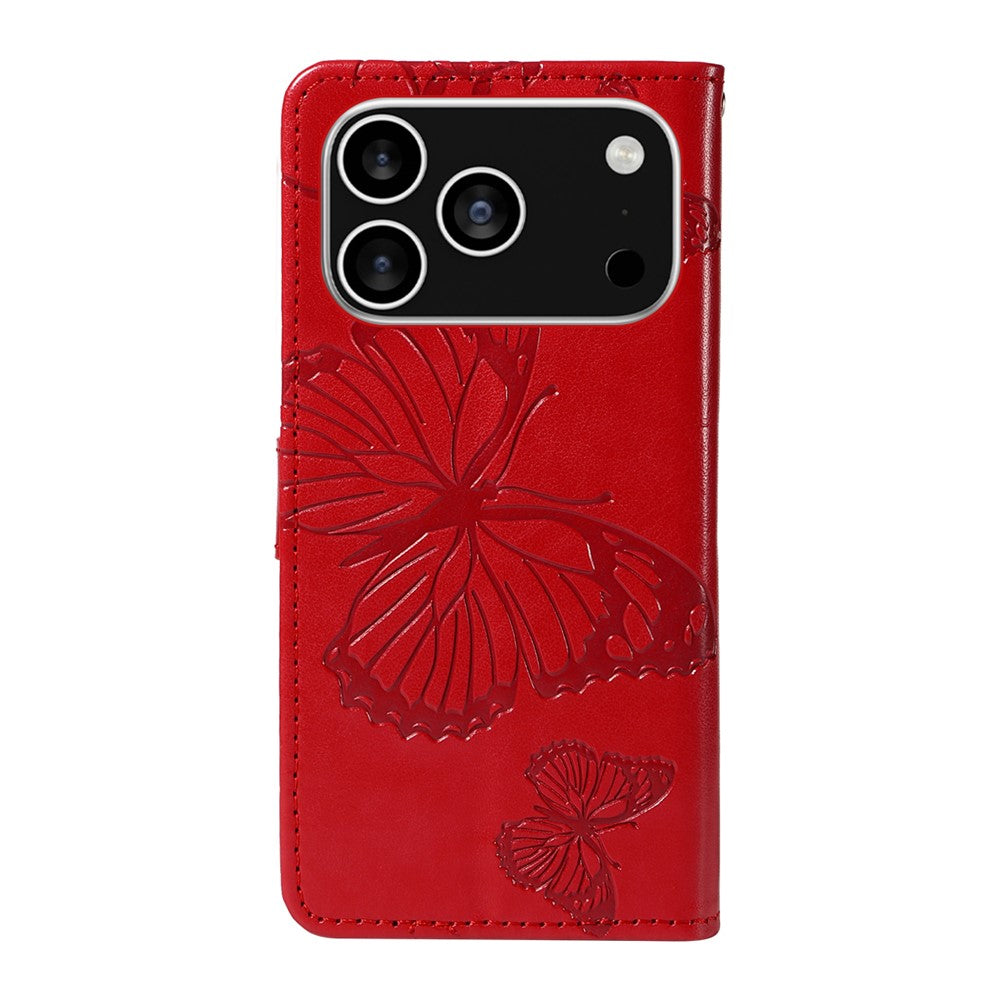 iPhone 17 Pro Wallet-Hülle – Schmetterling Aufgedruckt & Mit Ständer und Riemen