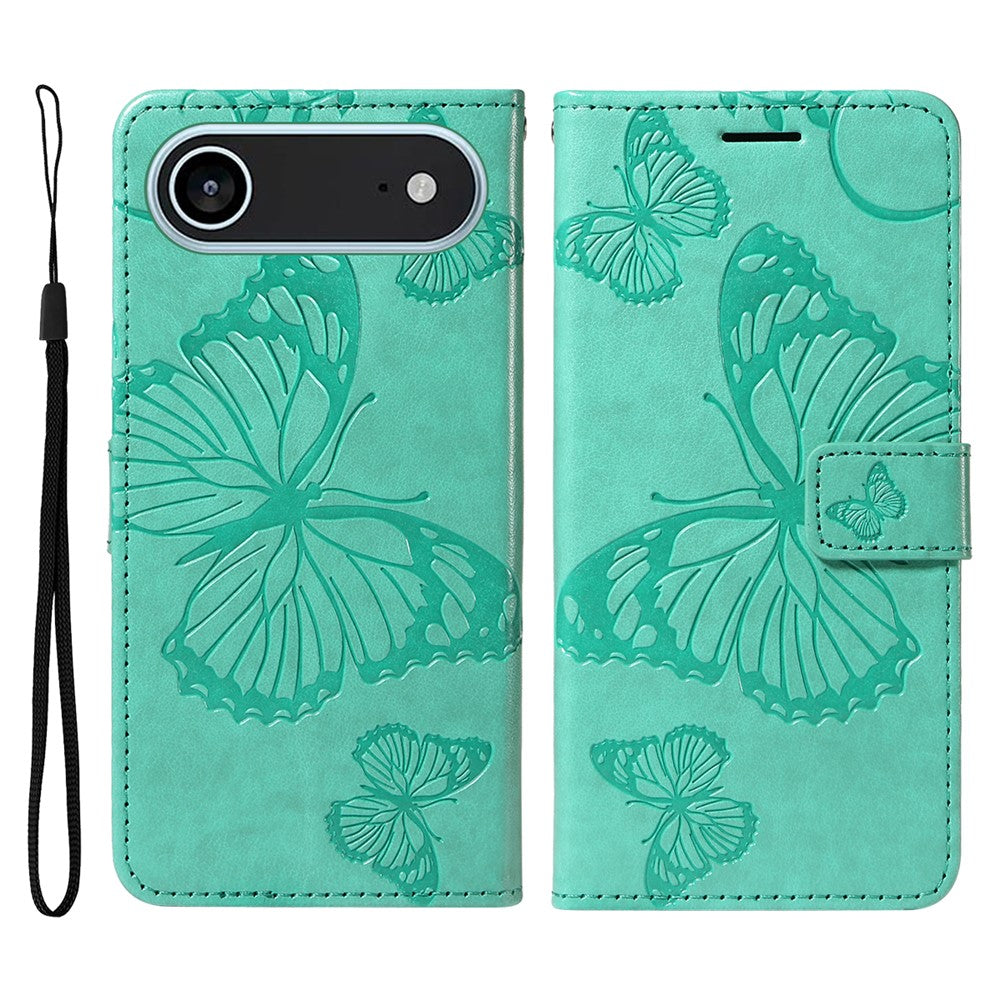 iPhone Air Wallet-Hülle – Schmetterling Aufgedruckt & Mit Ständer und Riemen