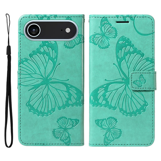 iPhone Air Wallet-Hülle – Schmetterling Aufgedruckt & Mit Ständer und Riemen