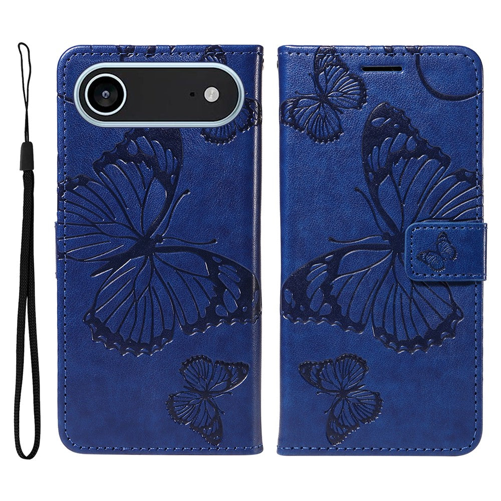 iPhone Air Wallet-Hülle – Schmetterling Aufgedruckt & Mit Ständer und Riemen