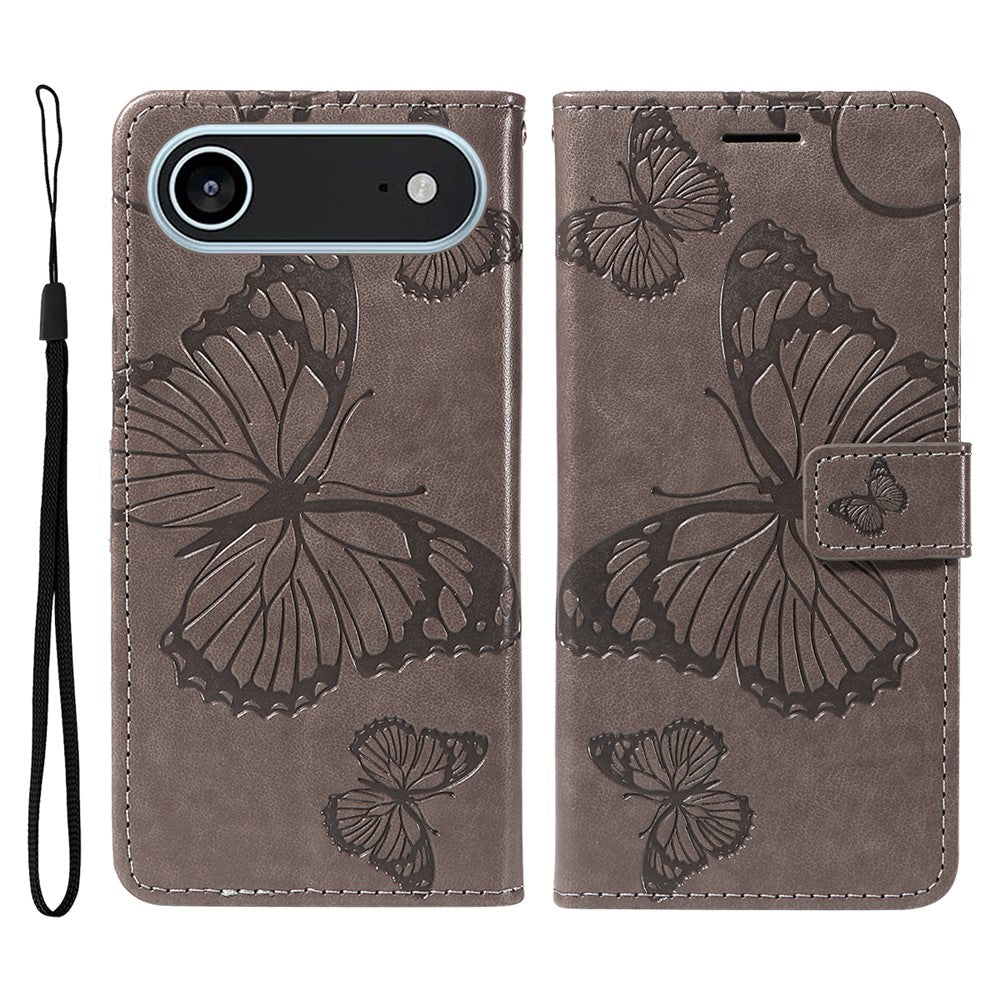 iPhone Air Wallet-Hülle – Schmetterling Aufgedruckt & Mit Ständer und Riemen