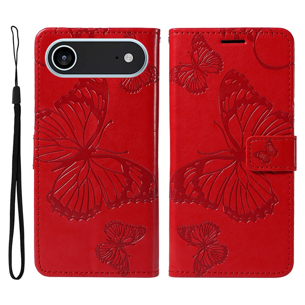 iPhone Air Wallet-Hülle – Schmetterling Aufgedruckt & Mit Ständer und Riemen