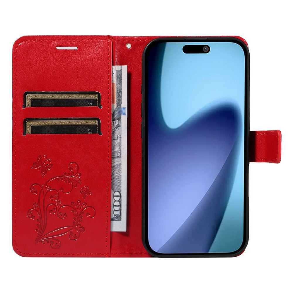 iPhone Air Wallet-Hülle – Schmetterling Aufgedruckt & Mit Ständer und Riemen
