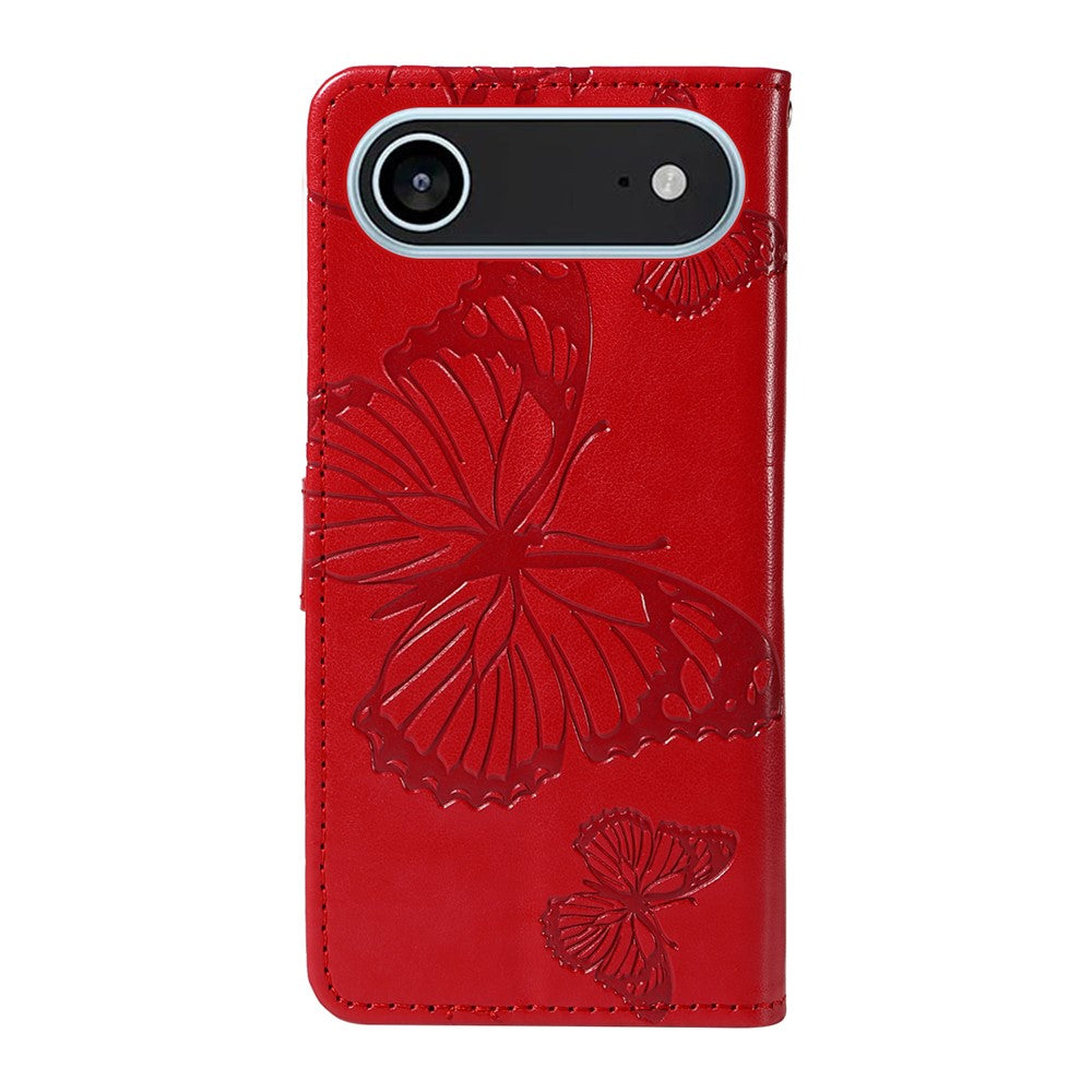iPhone Air Wallet-Hülle – Schmetterling Aufgedruckt & Mit Ständer und Riemen
