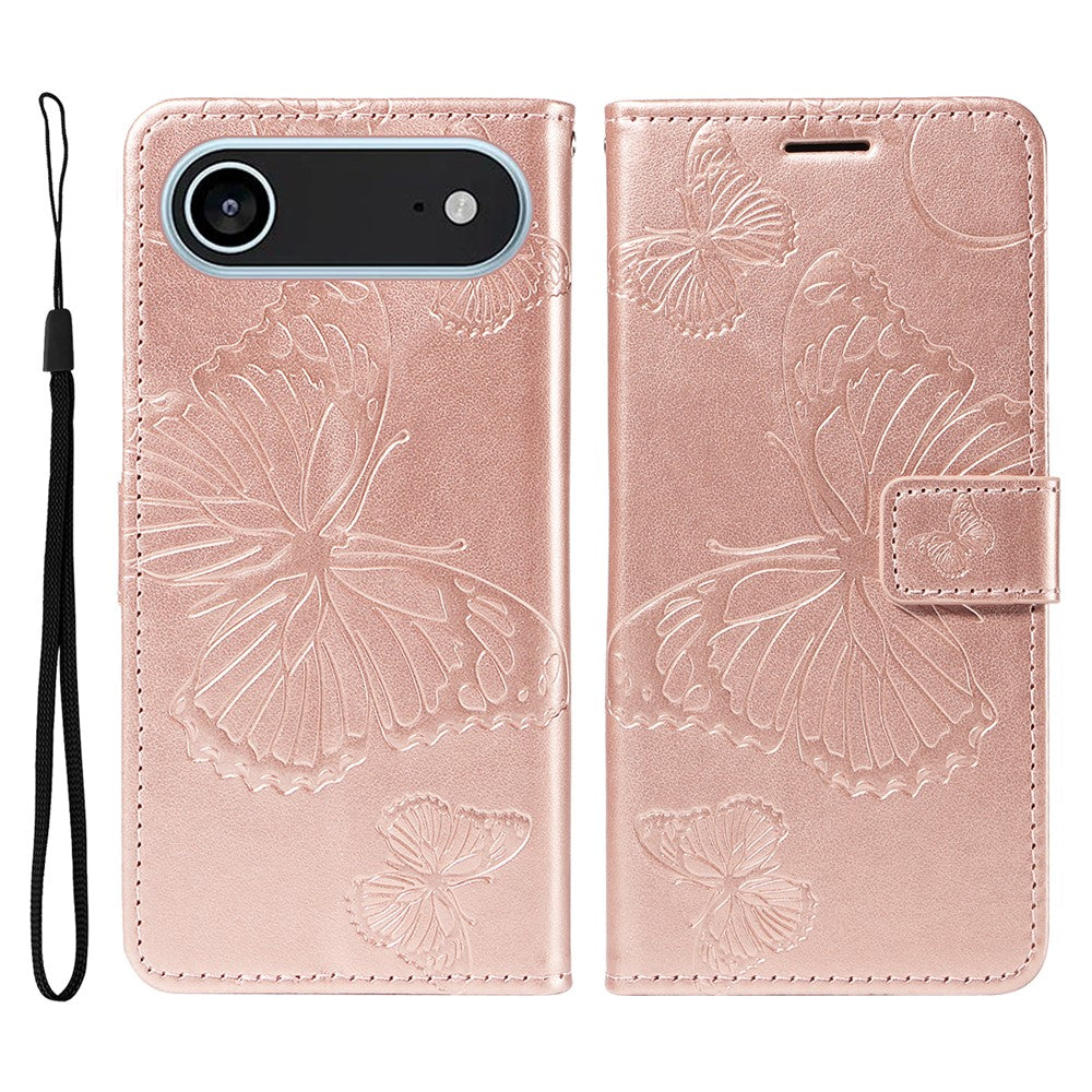 iPhone Air Wallet-Hülle – Schmetterling Aufgedruckt & Mit Ständer und Riemen