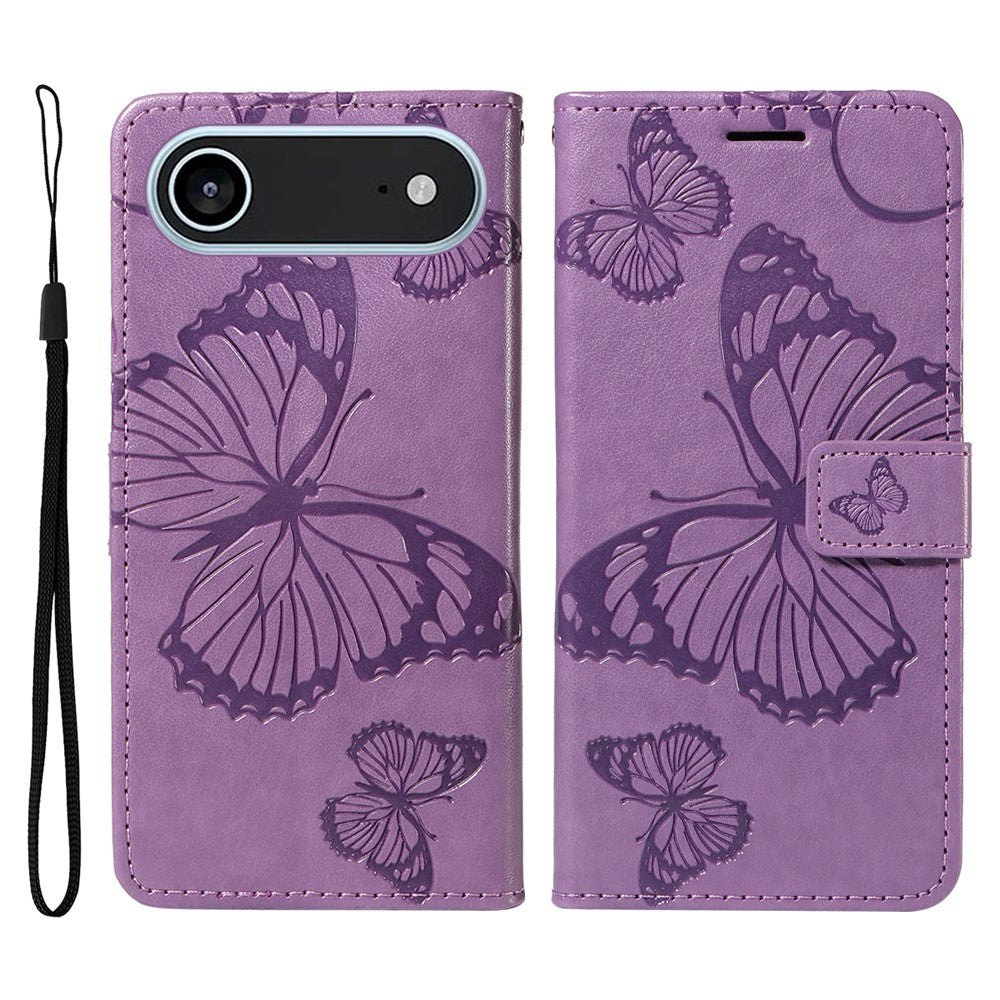 iPhone Air Wallet-Hülle – Schmetterling Aufgedruckt & Mit Ständer und Riemen