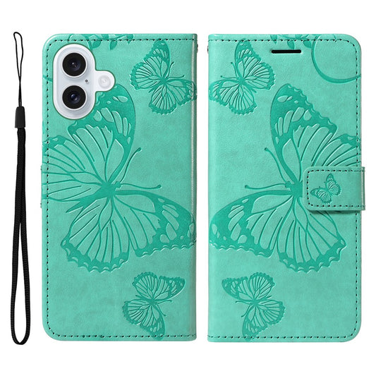 iPhone 17 Wallet-Hülle – Schmetterling Aufgedruckt & Mit Ständer und Riemen