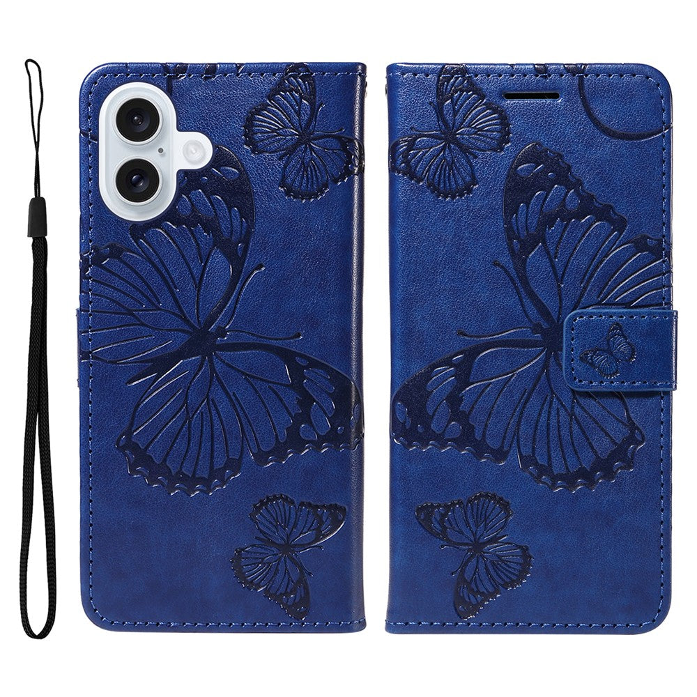 iPhone 17 Wallet-Hülle – Schmetterling Aufgedruckt & Mit Ständer und Riemen