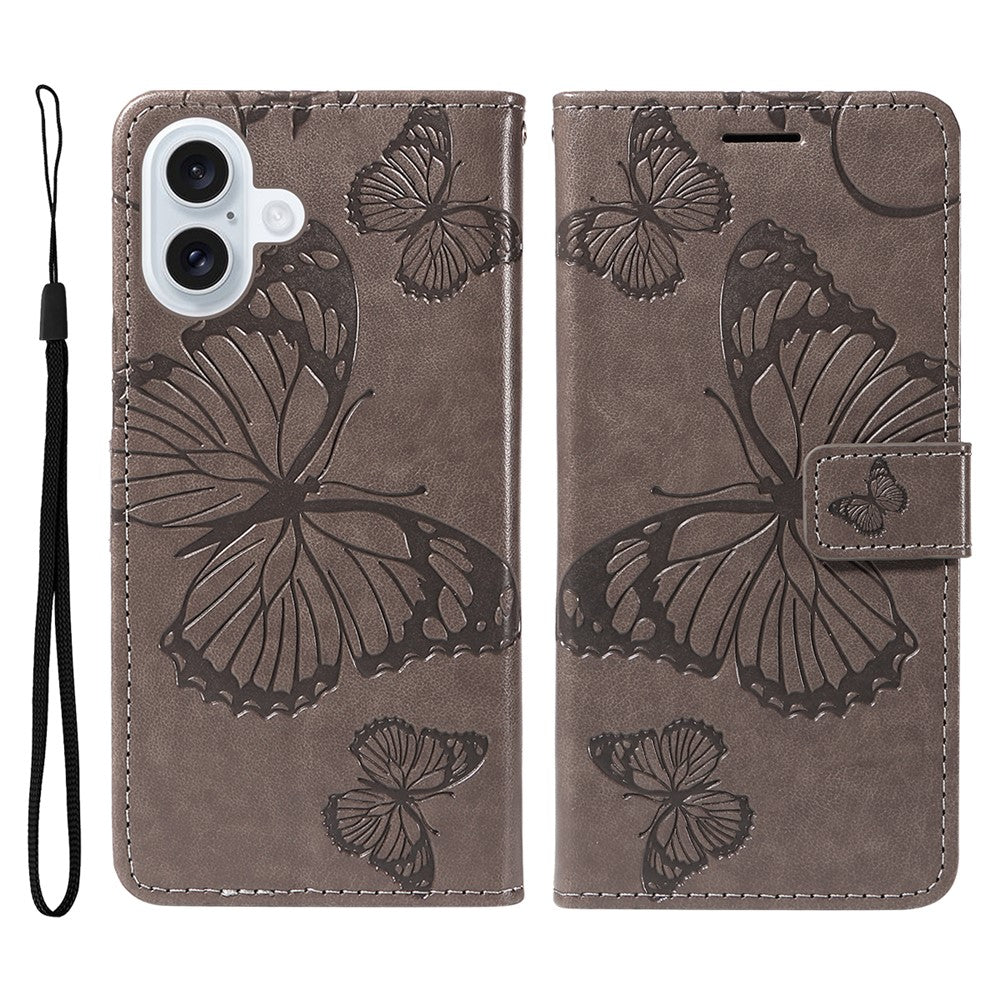 iPhone 17 Wallet-Hülle – Schmetterling Aufgedruckt & Mit Ständer und Riemen