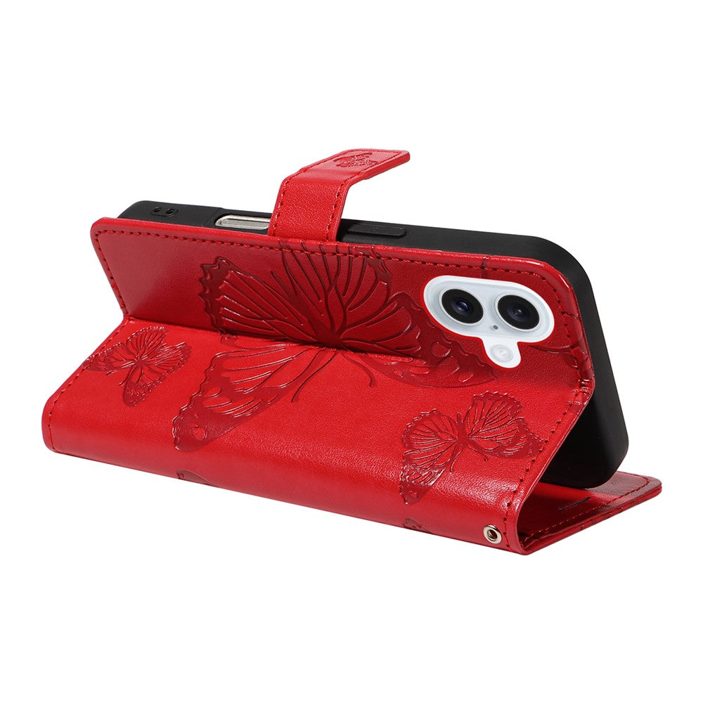iPhone 17 Wallet-Hülle – Schmetterling Aufgedruckt & Mit Ständer und Riemen