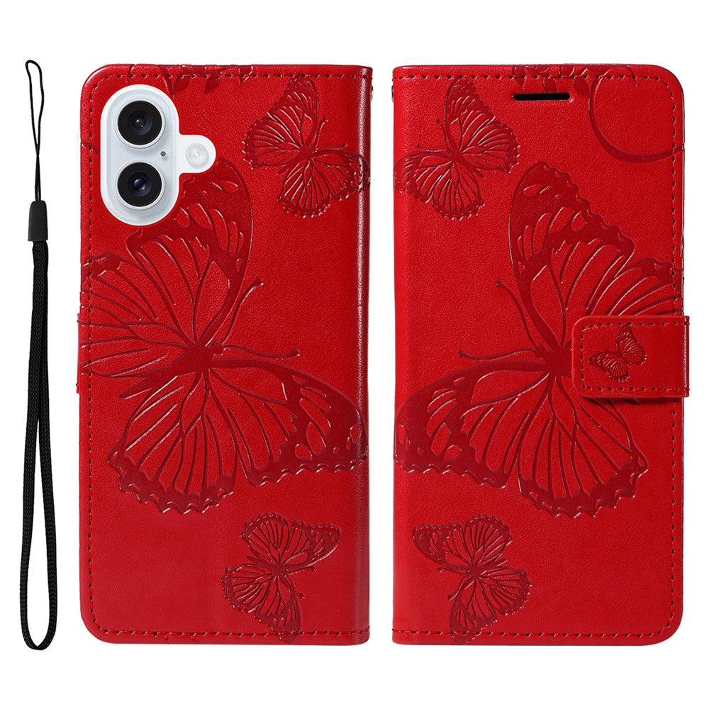 iPhone 17 Wallet-Hülle – Schmetterling Aufgedruckt & Mit Ständer und Riemen