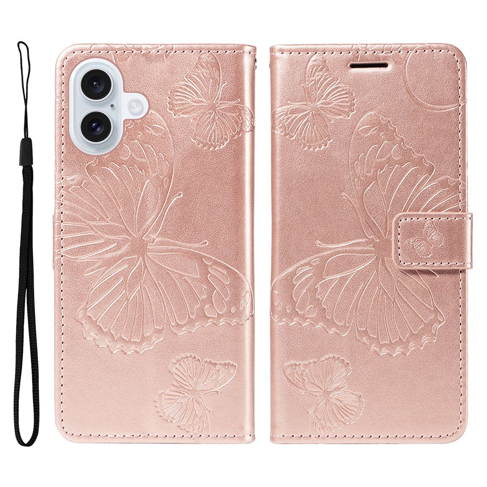 iPhone 17 Wallet-Hülle – Schmetterling Aufgedruckt & Mit Ständer und Riemen