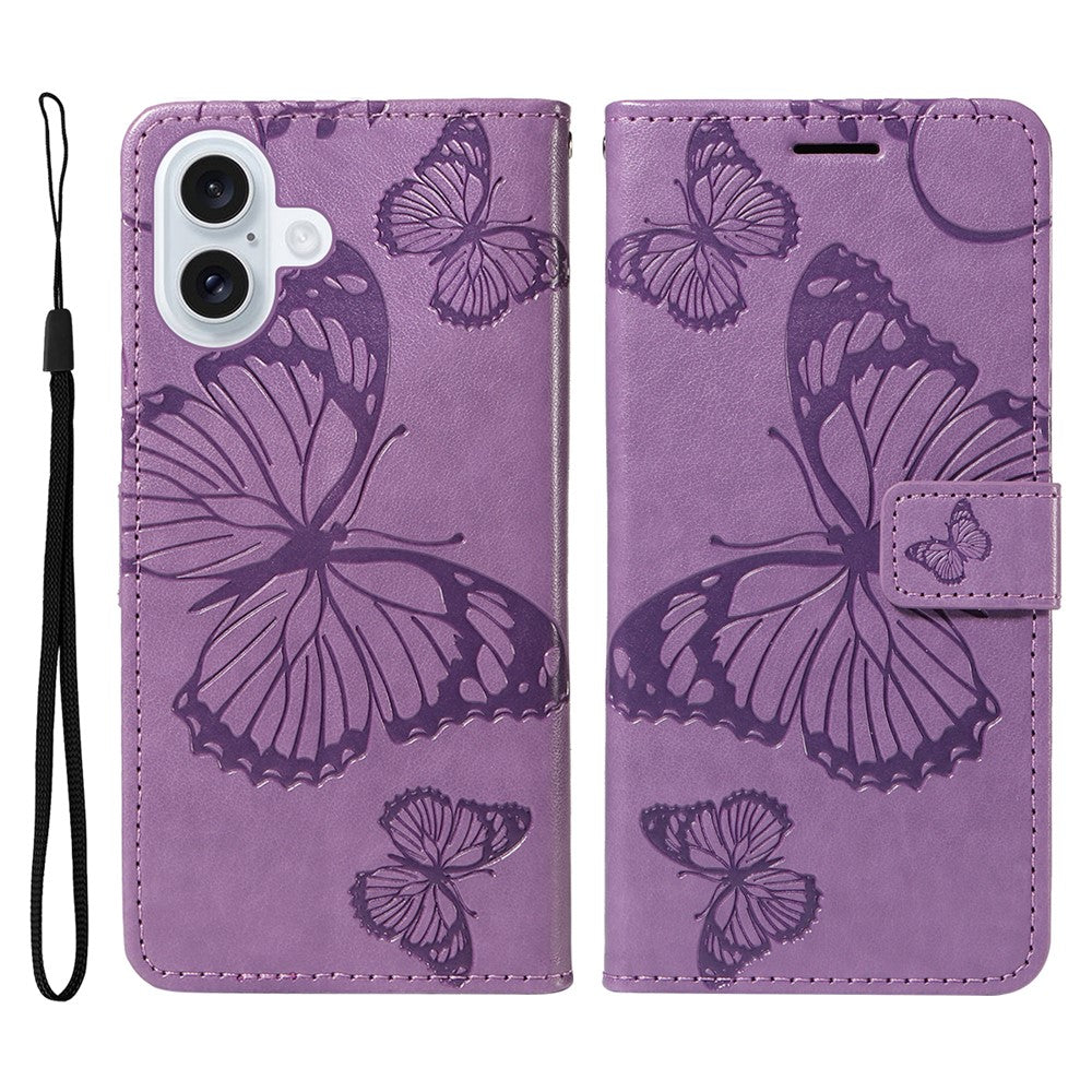 iPhone 17 Wallet-Hülle – Schmetterling Aufgedruckt & Mit Ständer und Riemen