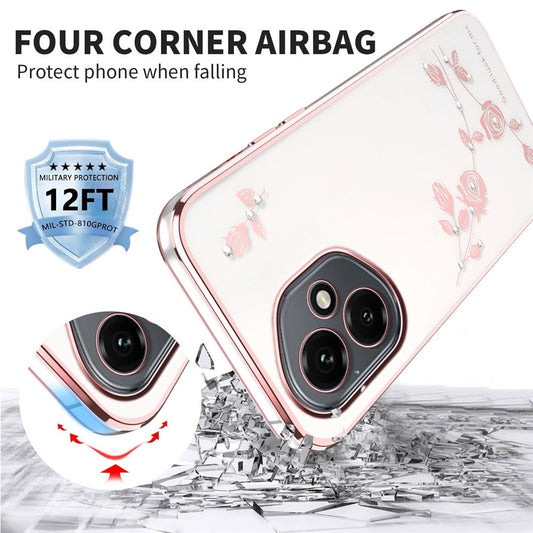 Honor 400 5G (Global) Handyhülle – KADEM Blumen-Strass-Dekor TPU