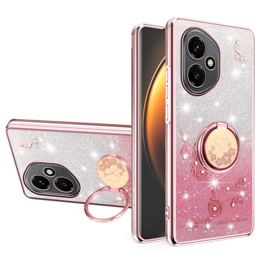 Honor 400 5G (Global) Handyhülle – KADEM Ring Ständer TPU Blumen Farbverlauf Glitzer