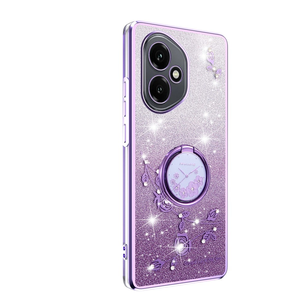 KADEM For Honor 400 5G (Global) Case Ring Kickstand TPU Flowers Phone Cover Gradient Glitter