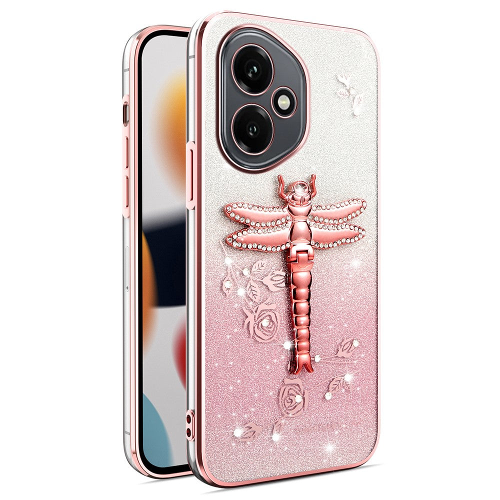 KADEM For Honor 400 5G (Global) Case Dragonfly Kickstand TPU Flowers Glitter Phone Cover