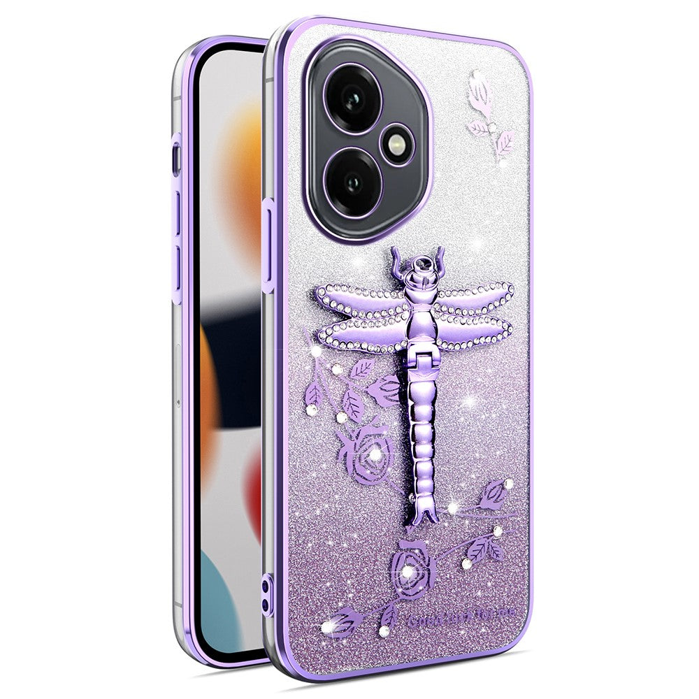 KADEM For Honor 400 5G (Global) Case Dragonfly Kickstand TPU Flowers Glitter Phone Cover