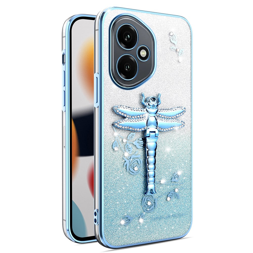 KADEM For Honor 400 5G (Global) Case Dragonfly Kickstand TPU Flowers Glitter Phone Cover