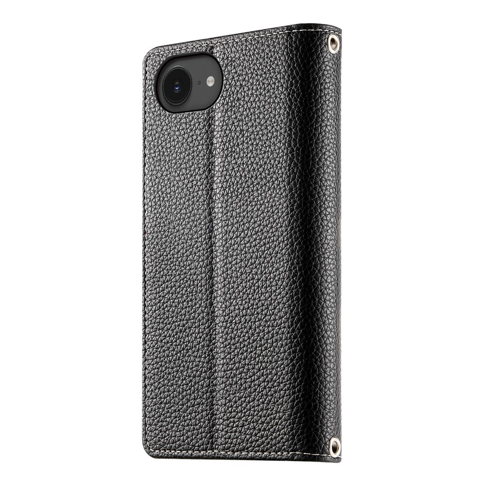 For iPhone 17e / 16e Case Zipper Pocket Wallet Color Splicing Leather Flip Phone Cover with Straps