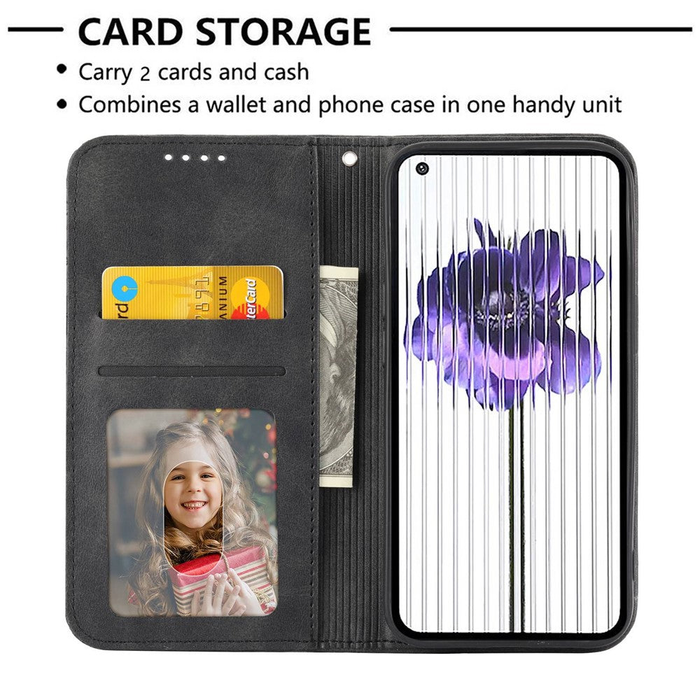 Nothing phone (1) 5G Wallet-Handyhülle – Rautenmuster, Kalbsleder-PU-Textur, Ständer, magnetischer Verschluss, mit Brieftasche & Tragegurt