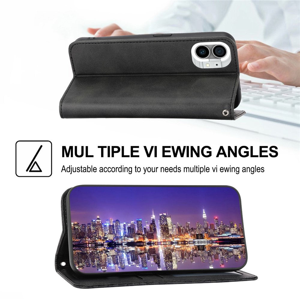 Nothing phone (1) 5G Wallet-Handyhülle – Rautenmuster, Kalbsleder-PU-Textur, Ständer, magnetischer Verschluss, mit Brieftasche & Tragegurt