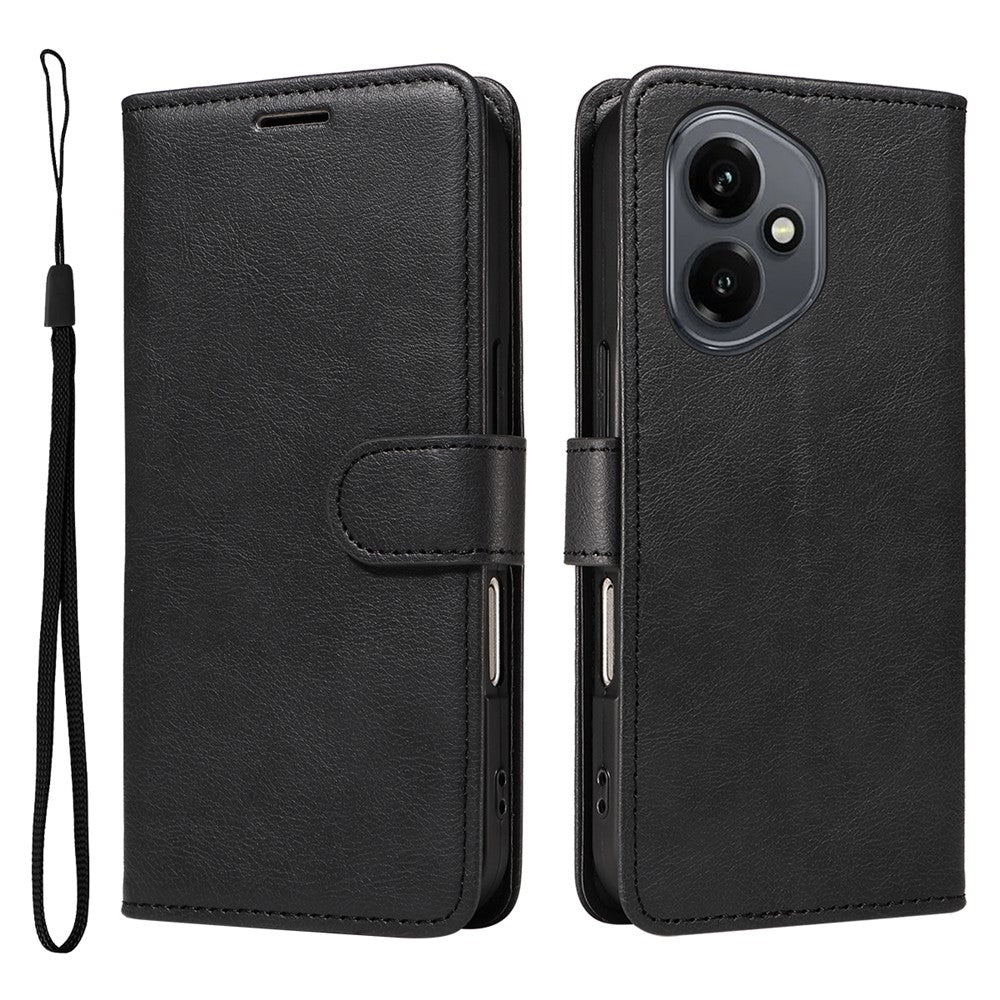 For Honor 400 5G (Global) Leather Wallet Case with Strap Solid Color Phone Stand Cover