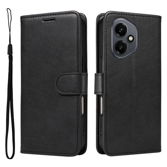 Honor 400 5G (Global) Handyhülle – Leder-Geldbörsen- mit Riemen, einfarbige Handy-Ständer-Abdeckung
