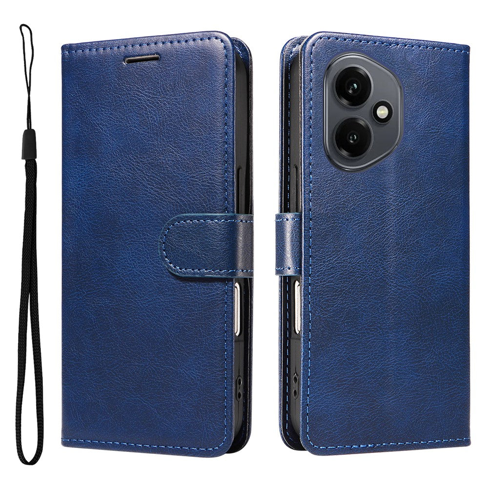 For Honor 400 5G (Global) Leather Wallet Case with Strap Solid Color Phone Stand Cover