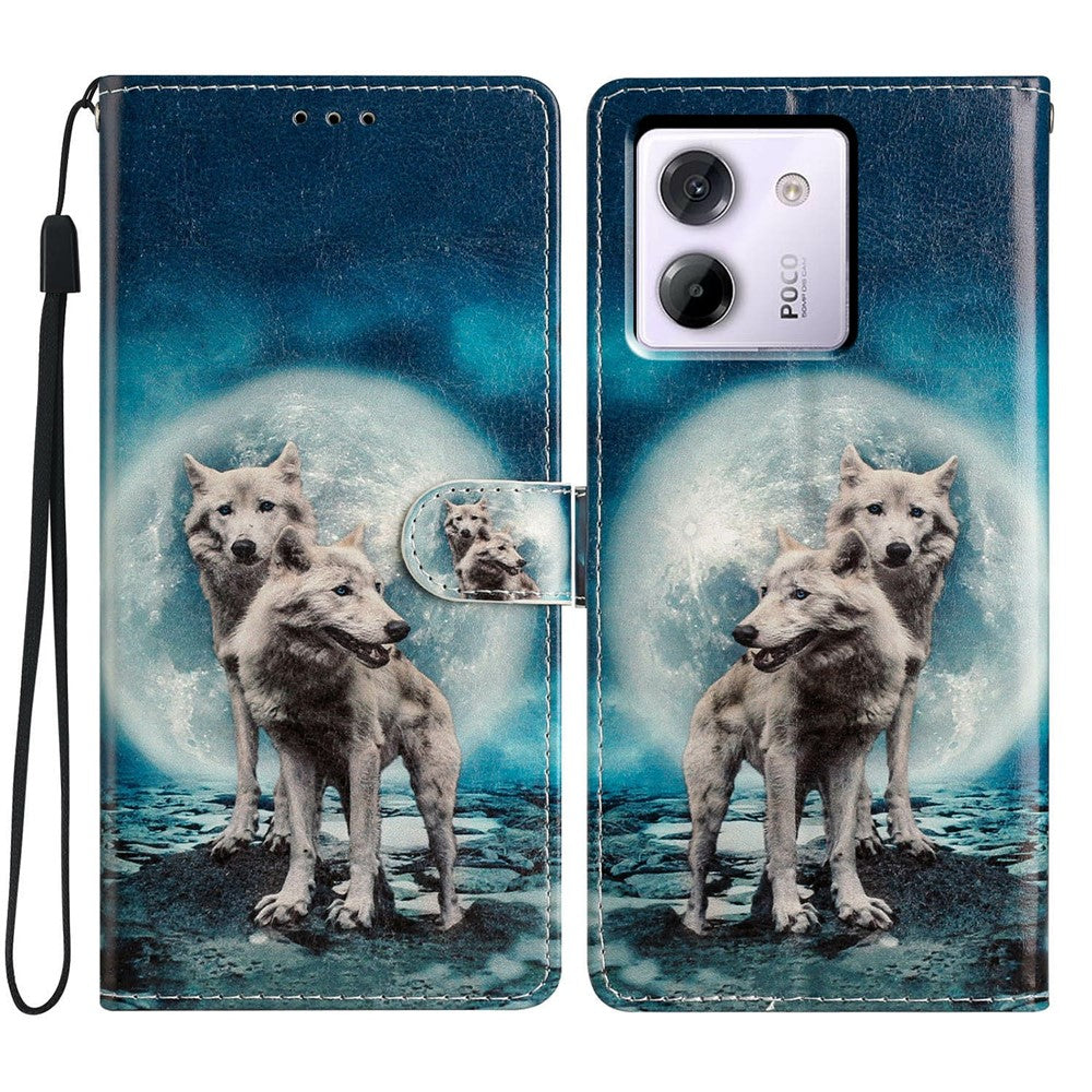 For Xiaomi Poco M7 Pro 5G Wallet Case PU Leather Pattern Printing Stand Phone Cover with Strap