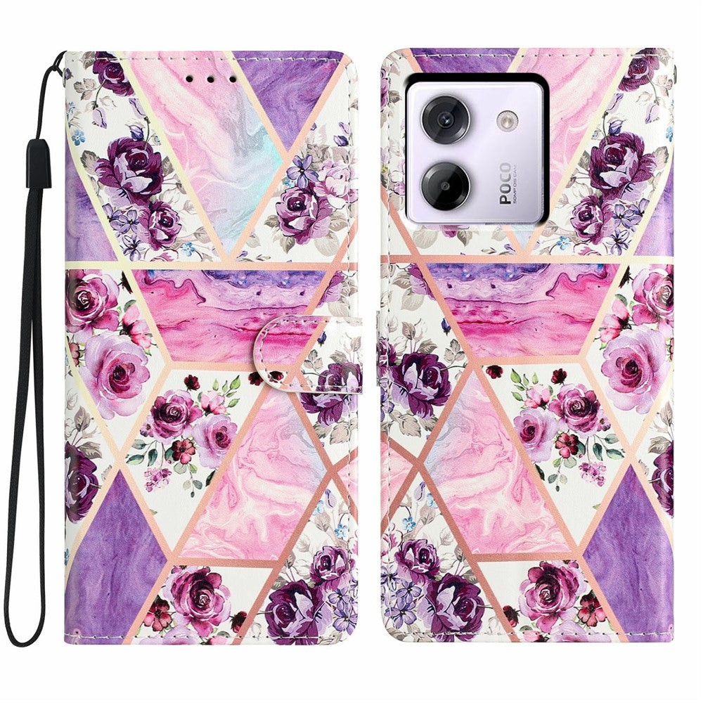 For Xiaomi Poco M7 Pro 5G Wallet Case PU Leather Pattern Printing Stand Phone Cover with Strap