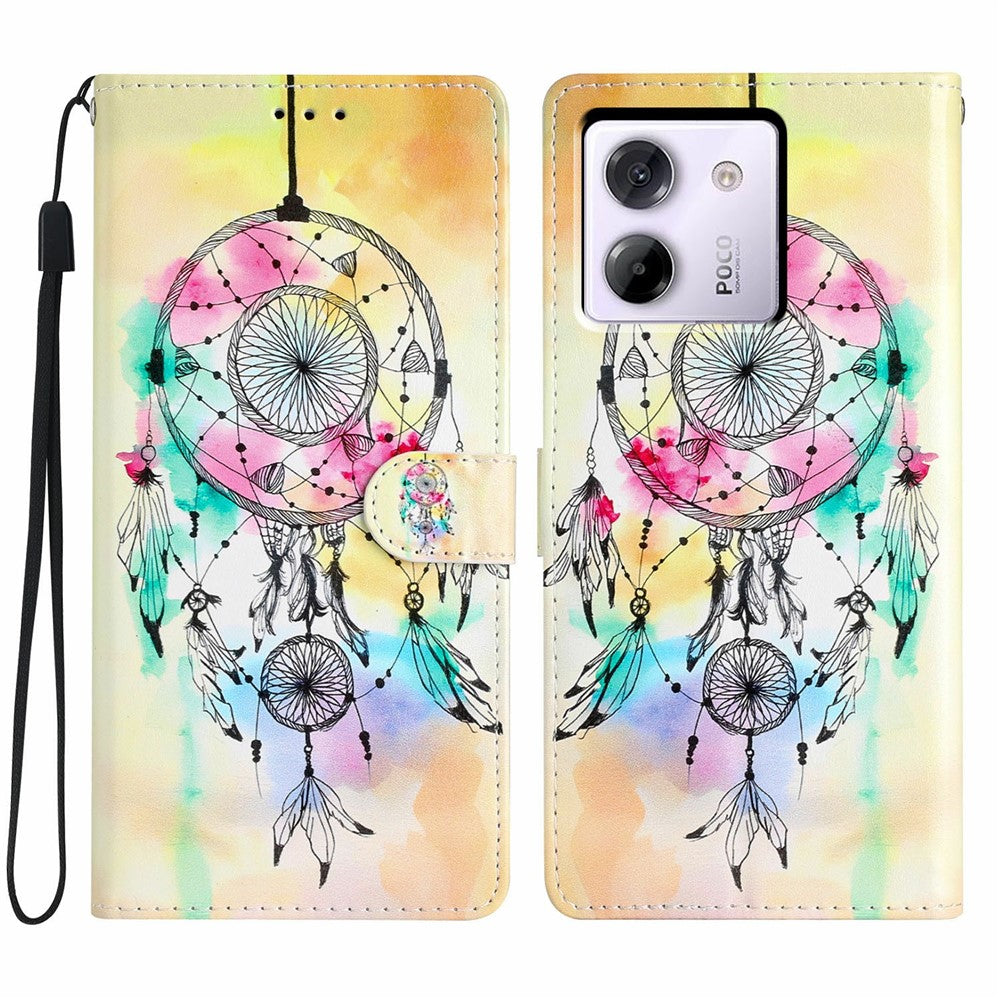 For Xiaomi Poco M7 Pro 5G Wallet Case PU Leather Pattern Printing Stand Phone Cover with Strap