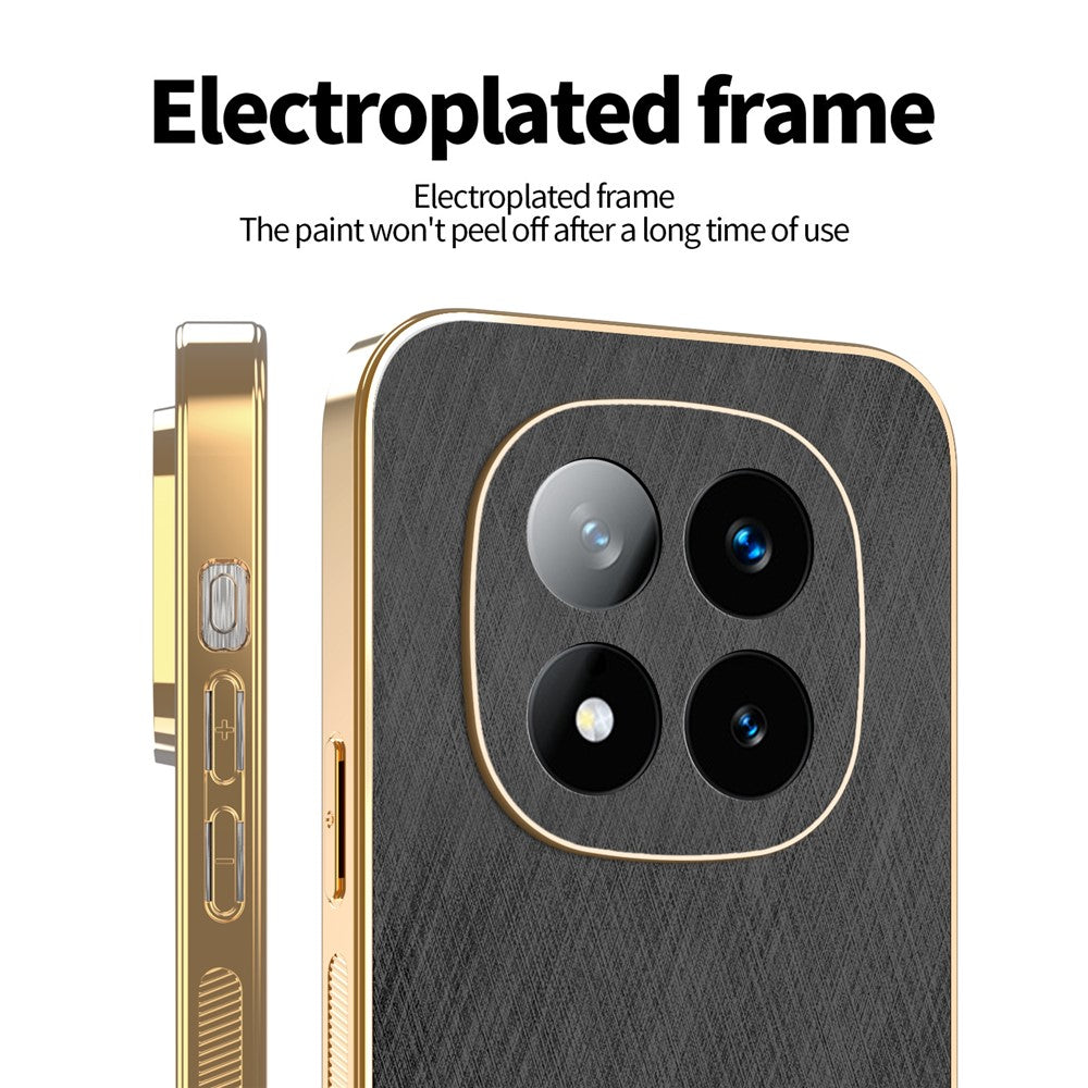 KADEM For Xiaomi Redmi Note 14 Pro+ 5G Case Electroplating Silk Texture PU + TPU Phone Back Cover