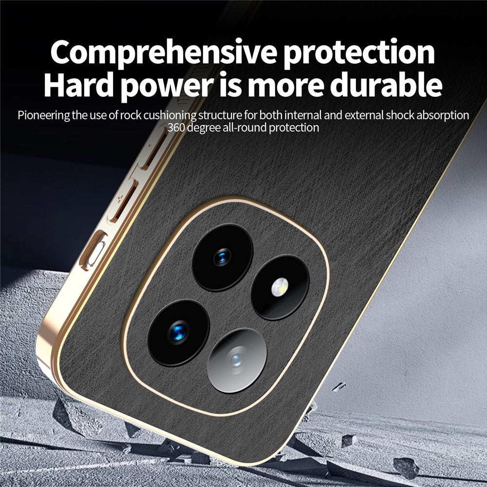 KADEM For Xiaomi Redmi Note 14 Pro+ 5G Case Electroplating Silk Texture PU + TPU Phone Back Cover