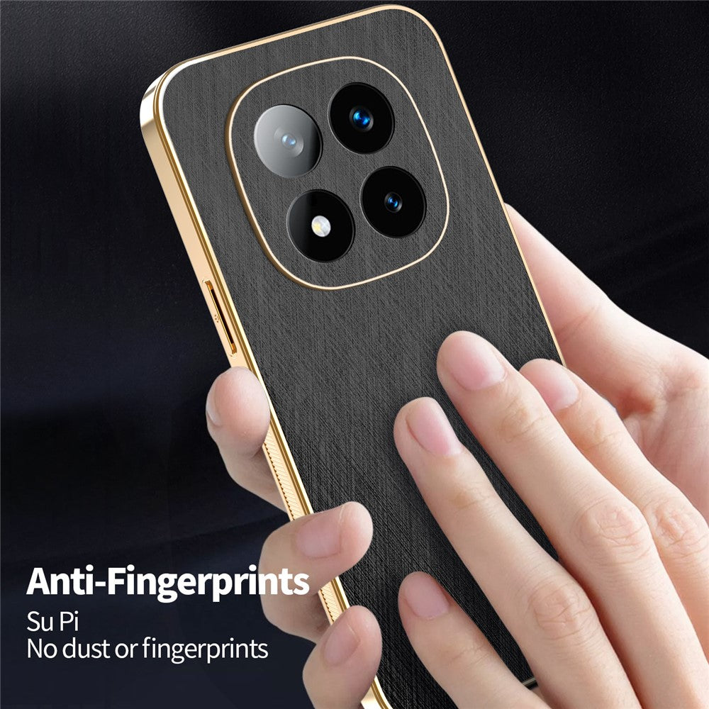 KADEM For Xiaomi Redmi Note 14 Pro+ 5G Case Electroplating Silk Texture PU + TPU Phone Back Cover
